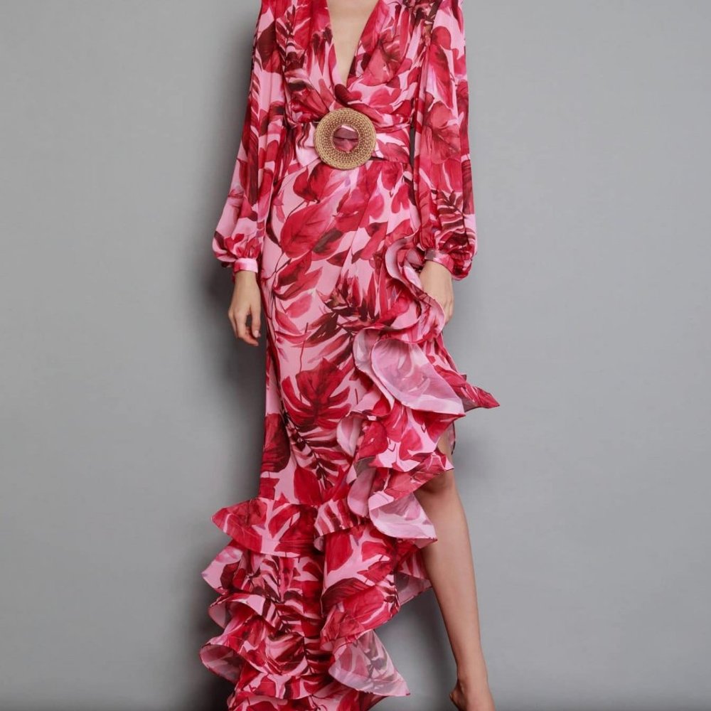 Bronx and Banco Camilla Ruffle Maxi Dress Size XS
